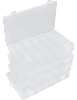 4 Pieces Bead Organizer 36 Grids  Clear Plastic Parts Organizer Box 3600 Tackle Box Craft Storage Compartment Divided Container
