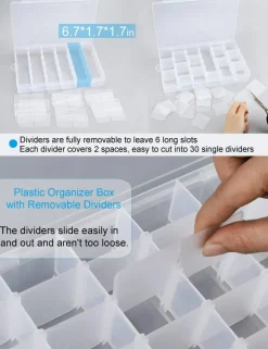 4 Pieces Bead Organizer 36 Grids  Clear Plastic Parts Organizer Box 3600 Tackle Box Craft Storage Compartment Divided Container