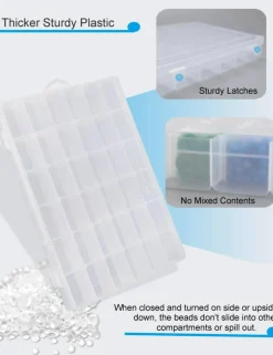 4 Pieces Bead Organizer 36 Grids  Clear Plastic Parts Organizer Box 3600 Tackle Box Craft Storage Compartment Divided Container