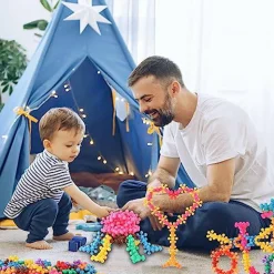 200 Pieces Building Blocks Kids STEM Toys Educational Discs Sets Interlocking Solid Plastic for Preschool Boys and Girls Aged 3+, Safe Material Creativity