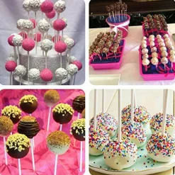 300 Pieces Cake Pop Sticks and Wrappers Kit, Including 100ct 6-inch Paper Lollipop Sticks, 100ct Clear Candy Treat Bags Parcel, 100ct Gold Twist Ties for Cakepop, Lollipop, Hard Candy, Suckers, Chocolate
