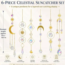 6Pieces Colorful Crystals Suncatcher Hanging Sun Catcher with Chain