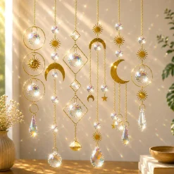 6Pieces Colorful Crystals Suncatcher Hanging Sun Catcher with Chain