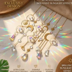 6Pieces Colorful Crystals Suncatcher Hanging Sun Catcher with Chain