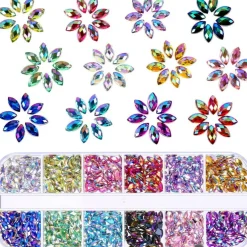 1200 Pieces 12 Colors Shiny Rhinestones Horse Eye Rhinestones Flat Back