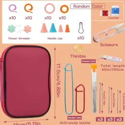 96 Pieces Crochet Hooks Kit, Crochet Needles Set with Storage Bag, Aluminum Crochet Hooks with Stitch Markers and Large-Eye Blunt Needles for Experienced Crochet Hook Lovers