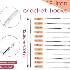 96 Pieces Crochet Hooks Kit, Crochet Needles Set with Storage Bag, Aluminum Crochet Hooks with Stitch Markers and Large-Eye Blunt Needles for Experienced Crochet Hook Lovers