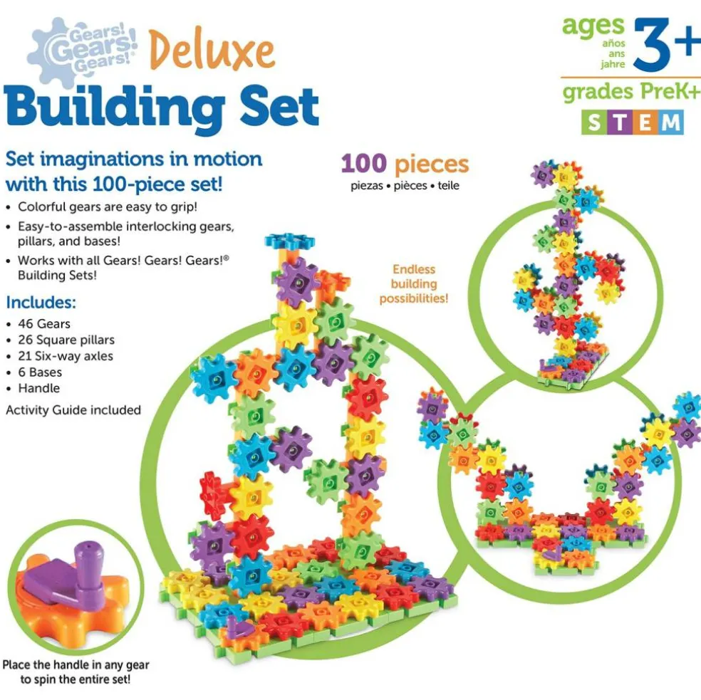 100 Pieces Deluxe Building Set, STEM Construction Toy Set, 100 Pieces, Ages 3+
