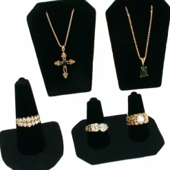 11 Piece Set Black Velvet Jewelry Displays Busts