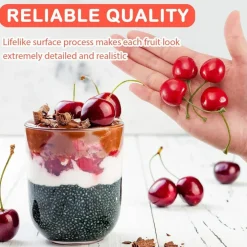 50 Pieces Fake Cherries Artificial Fruit Decorations