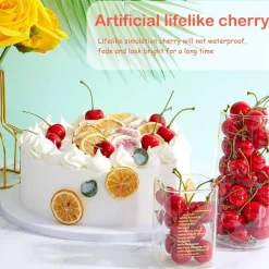 50 Pieces Fake Cherries Artificial Fruit Decorations