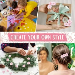 100 Pieces Faux Flower Heads for Crafts Artificial Silk Plum Blossom Heads for Home Room Wedding Party Marriage Car Shoes Hats, 1.8 Inch