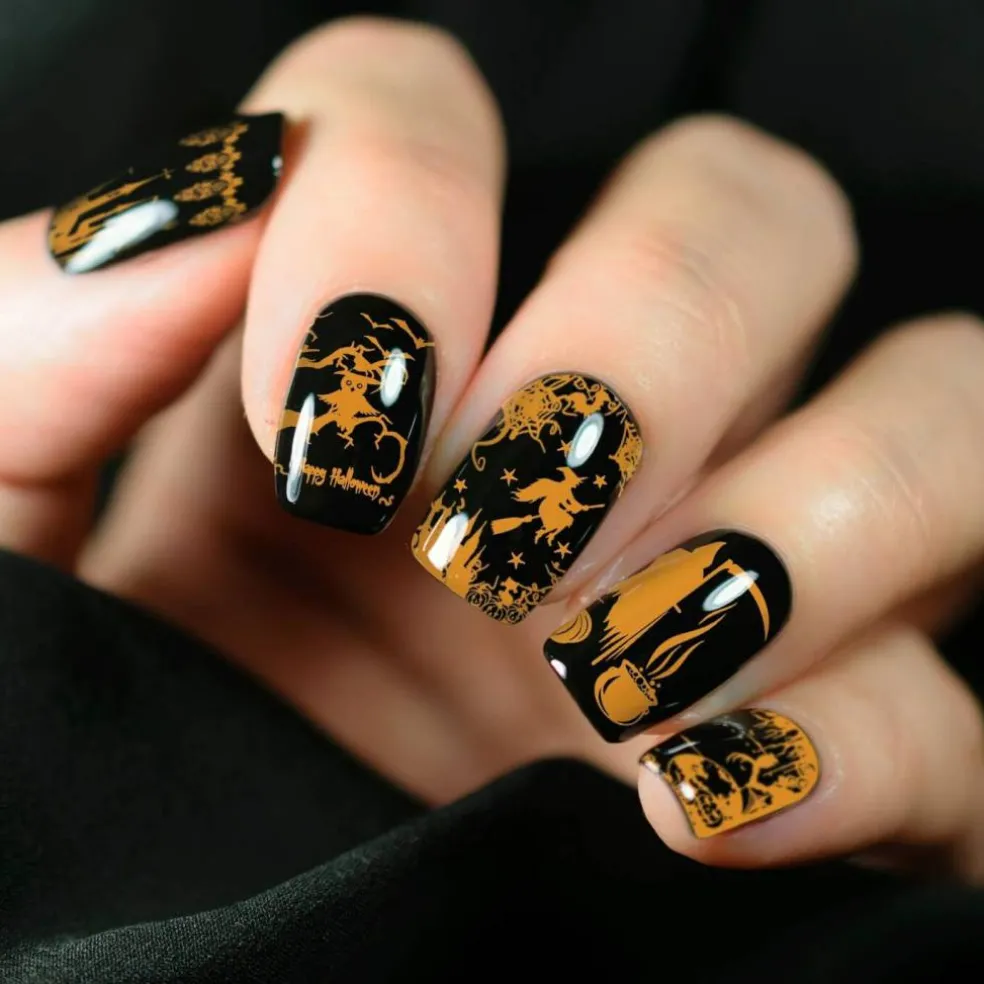 4 Pieces Halloween Nail Art Plates