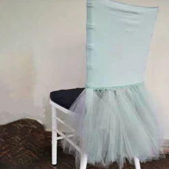 1 Piece Silver Ballerina Spandex Chiavari Chair Cover Sleek Stretch Fit with Flowing Skirt