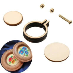 20 Pieces 1 Inch Mini Embroidery Hoops Christmas Wooden Small Tiny Embroidery Hoops Adjustable Circle Cross Stitch Ring Bulk for Home Ornaments Art Craft Handy Sewing