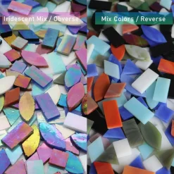240 Pieces Iridescent Glass Mosaic Tiles for Crafts, 5 Shapes Mixed Stained Glass Sheets, Mosaic Kits for Adults (Iridescent Mix)