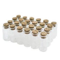 24 Pieces Mini Clear Glass Jars Bottles with Cork Stoppers for Arts & Crafts, Projects, Decoration, Party Favors - Size: 1-1/2" Tall X 3/4 Inches Diameter