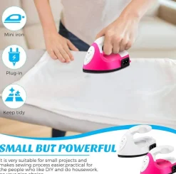 2 Pieces Mini Craft Iron Mini Heat Press Iron with Charging Base Accessories for Beads Patch Clothes T Shirts Shoes Clothes and Hats
