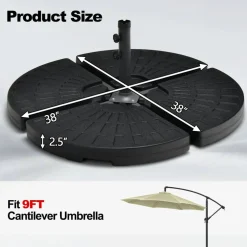 4 Pieces Outdoor Cantilever Offset Patio Umbrella Base