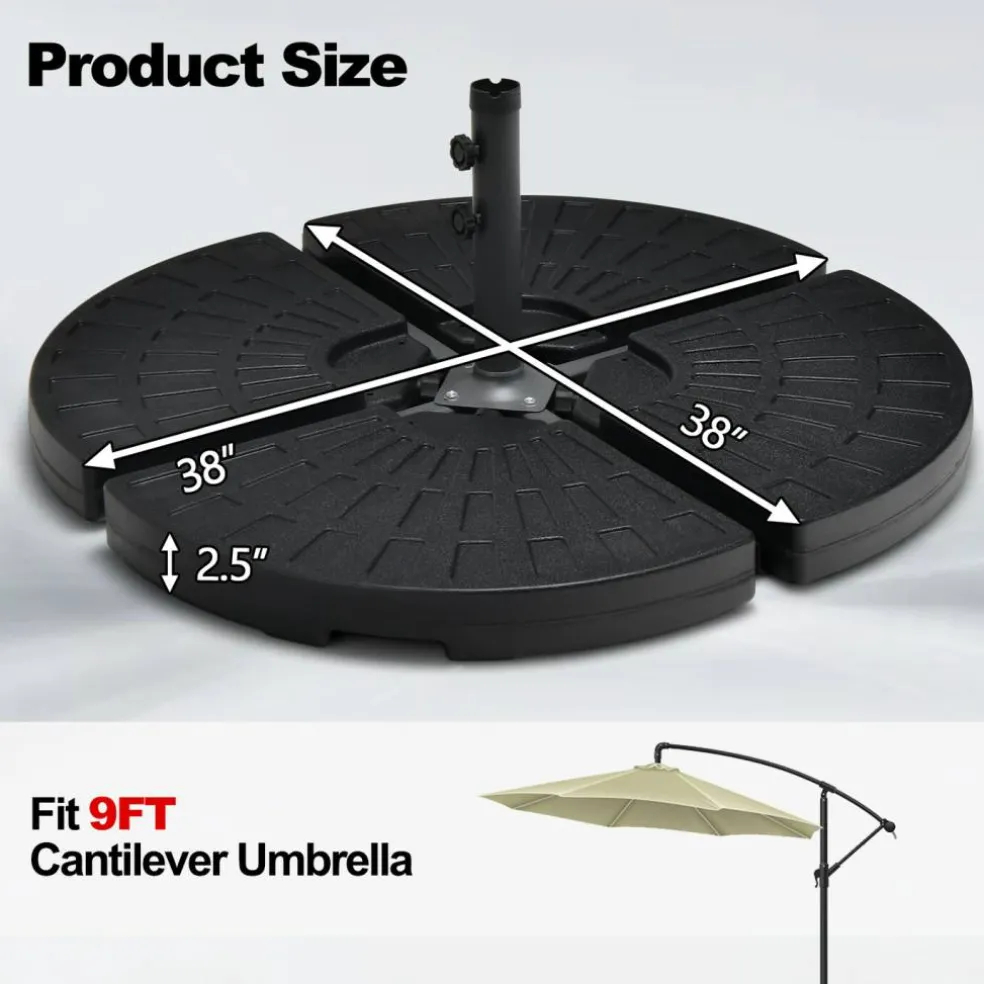 4 Pieces Outdoor Cantilever Offset Patio Umbrella Base