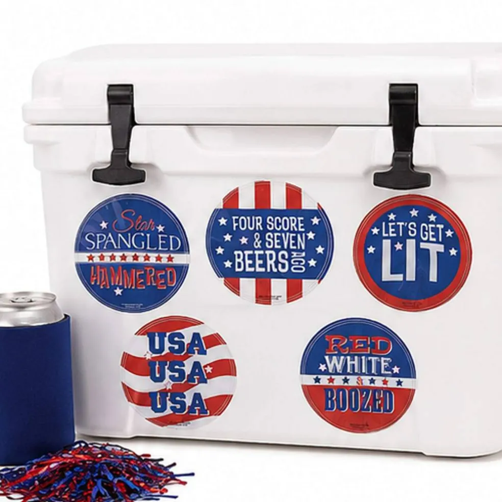 12 Pieces Patriotic Light-Up Badges with Adult Sayings