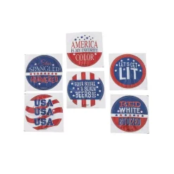 12 Pieces Patriotic Light-Up Badges with Adult Sayings