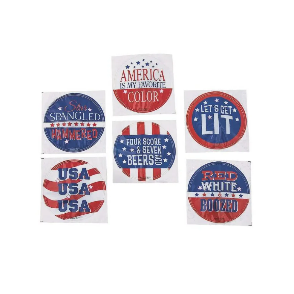 12 Pieces Patriotic Light-Up Badges with Adult Sayings