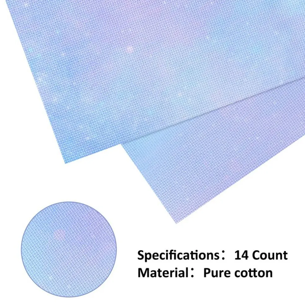 4 Pieces Printed Aida Cloth 14 Count Cross Stitch Fabric, Embroidery Cloth, 18 x 12 Inch, Starry Sky Printed Patterns