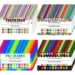 320 Pieces Punch Cards, Incentive Loyalty Reward Card Student Awards Loyalty Cards for Business, Classroom, Kids Behavior, Students, Teachers, 3.5 x 2 Inch, 4 Styles (20 Punches)