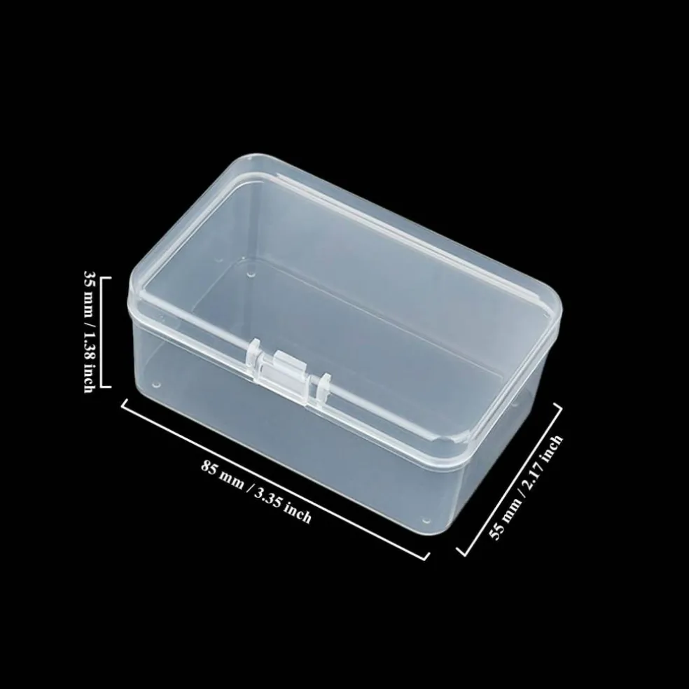 20 Pieces Rectangular Clear Plastic Storage Containers Box with Hinged Lid for Beads and Other Small Craft Items (3.35 x 2.17 x 1.38 inch)