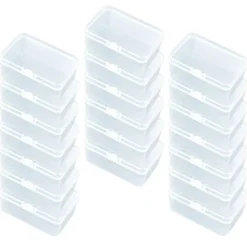 20 Pieces Rectangular Clear Plastic Storage Containers Box with Hinged Lid for Beads and Other Small Craft Items (3.35 x 2.17 x 1.38 inch)