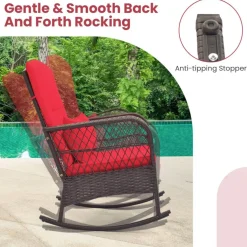 3 Pieces Rocking Bistro Set with 2-Tier Coffee Table