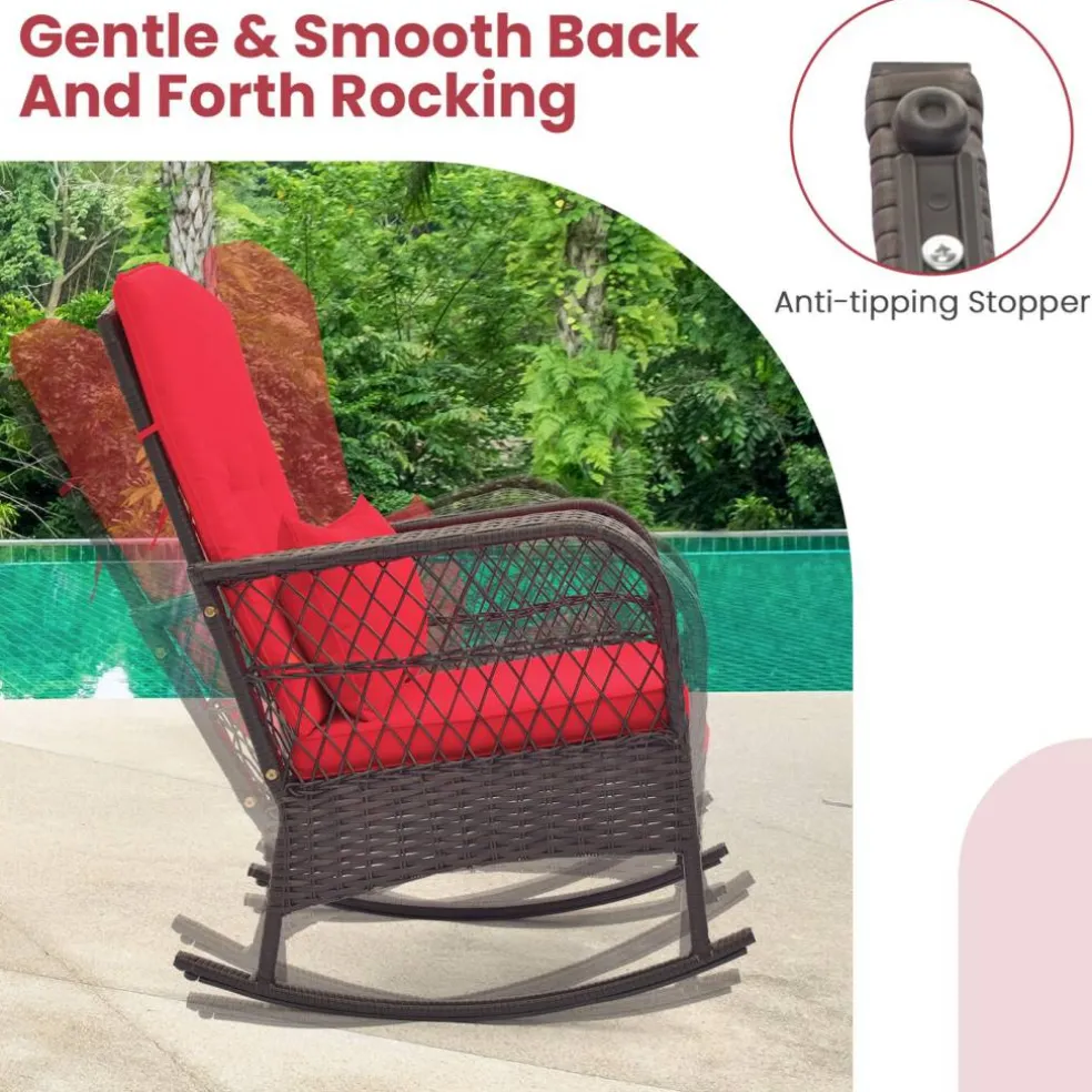 3 Pieces Rocking Bistro Set with 2-Tier Coffee Table