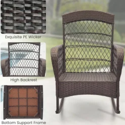 3 Pieces Rocking Bistro Set with 2-Tier Coffee Table
