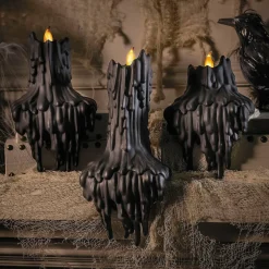 3 Pieces Set Light Up LED Melting Black Plastic Candles