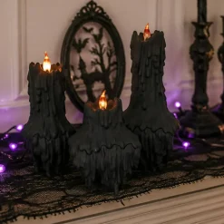 3 Pieces Set Light Up LED Melting Black Plastic Candles