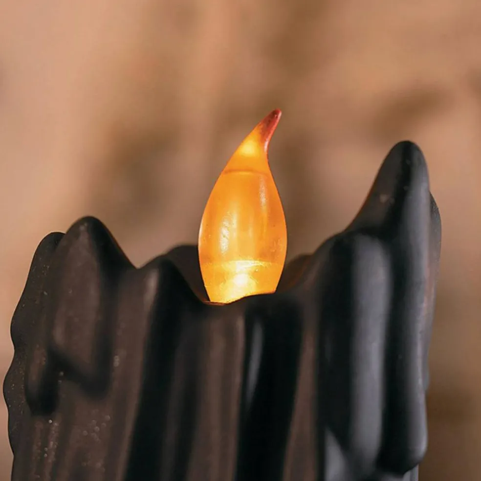 3 Pieces Set Light Up LED Melting Black Plastic Candles