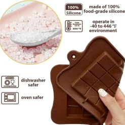 4 Pieces, Snap Candy Bars Making Kit Fondant Mould Set, BPA Free Soy Candle Wax Melt Durable Mold Easy Release Non-Stick for Protein and Energy DIY Handmade Gifts