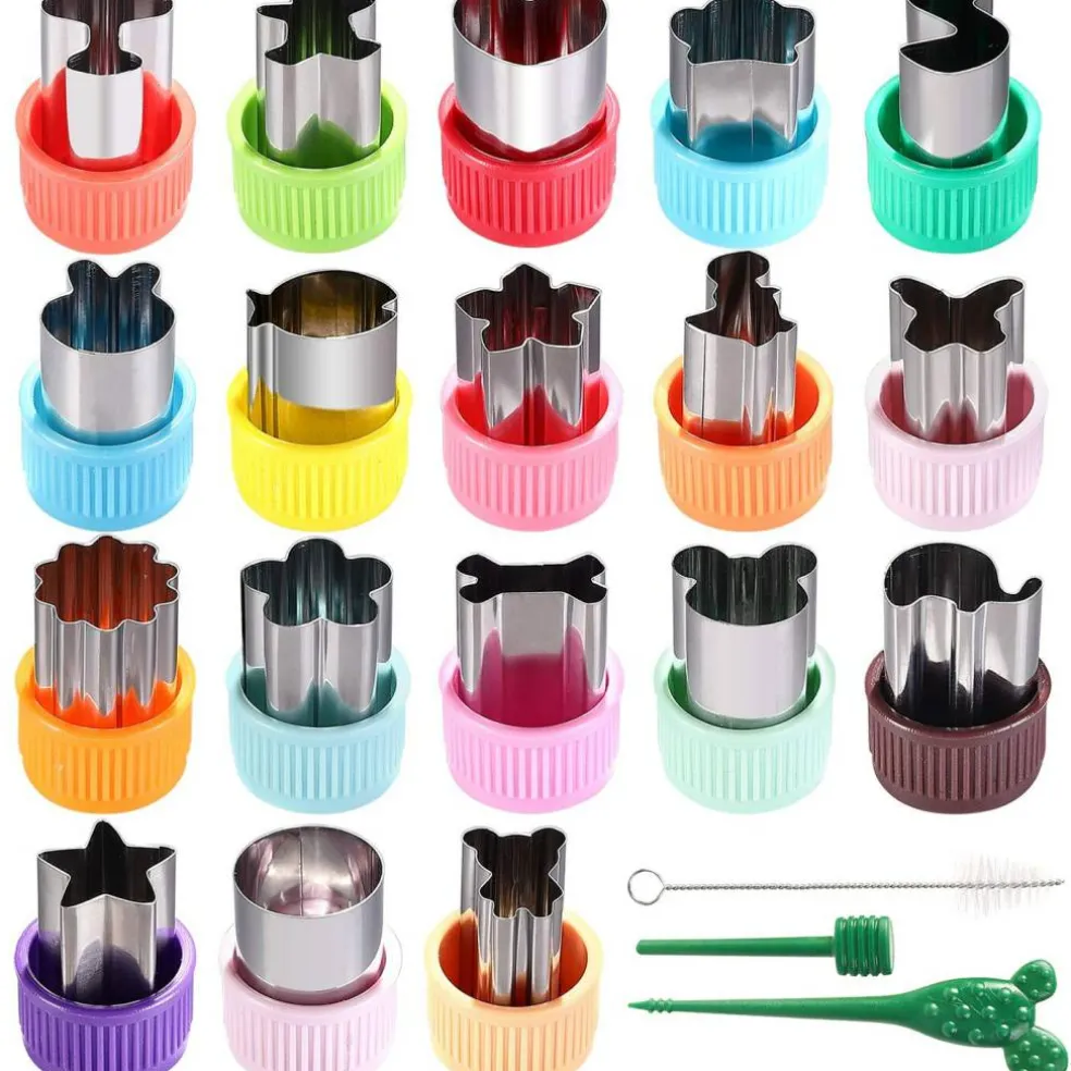 18 Pieces Vegetable Cutter Shapes Set Mini Sizes Cookie Cutters Set Fruit Cookie Stamps Mold