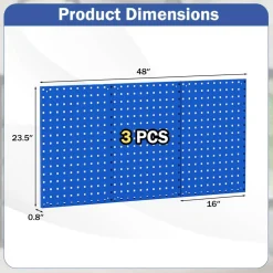 28 Pieces Wall-Mounted Pegboard Kit with 2 Storage Shelf Ideal for Garage Workshop