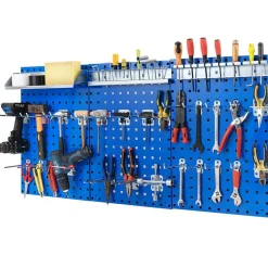 28 Pieces Wall-Mounted Pegboard Kit with 2 Storage Shelf Ideal for Garage Workshop