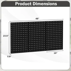 28 Pieces Wall-Mounted Pegboard Kit with 2 Storage Shelf Ideal for Garage Workshop
