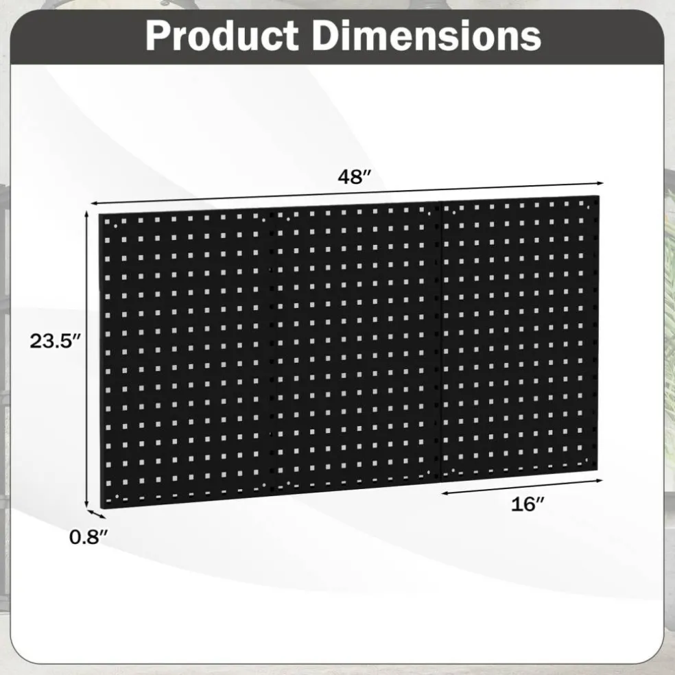 28 Pieces Wall-Mounted Pegboard Kit with 2 Storage Shelf Ideal for Garage Workshop