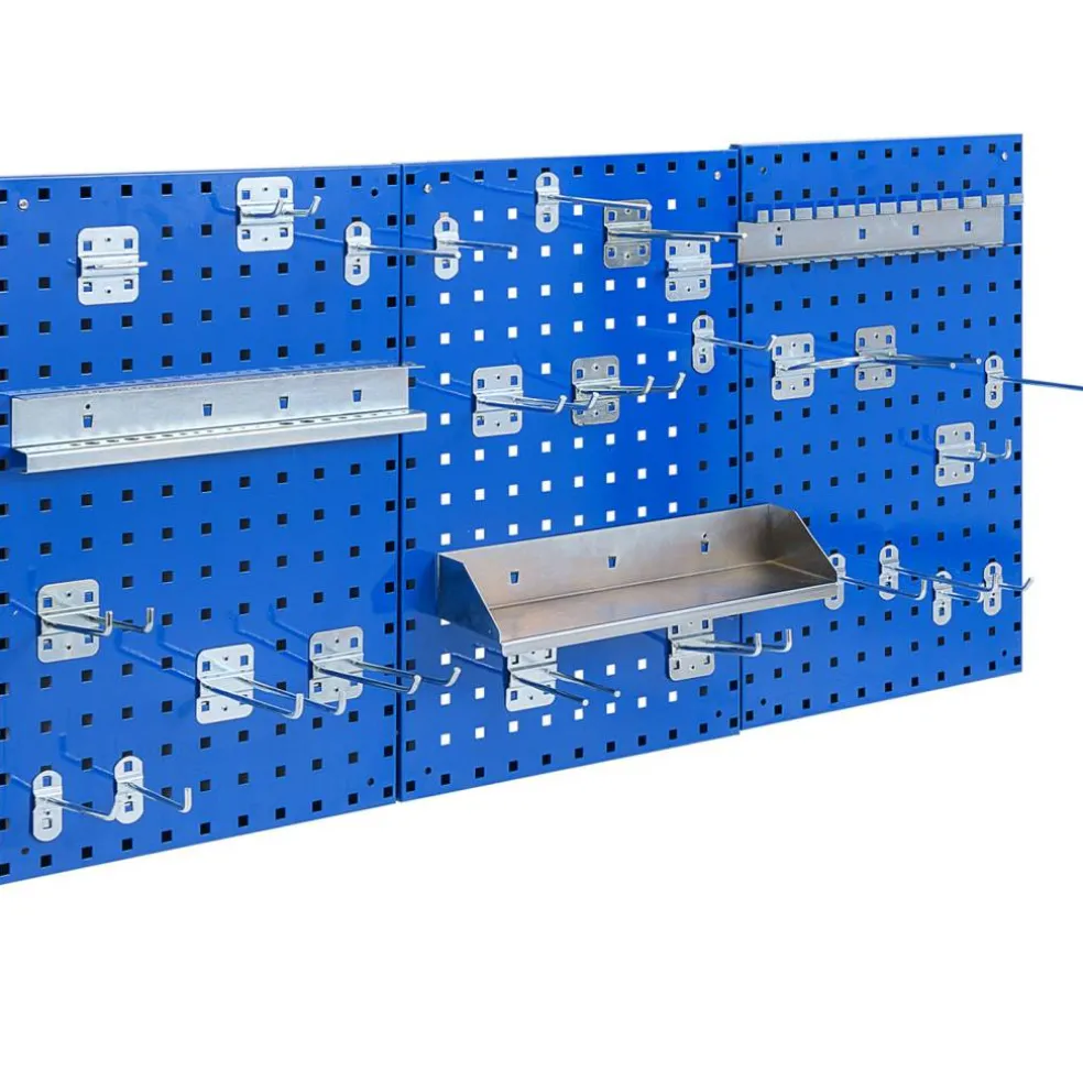28 Pieces Wall-Mounted Pegboard Kit with 2 Storage Shelf Ideal for Garage Workshop