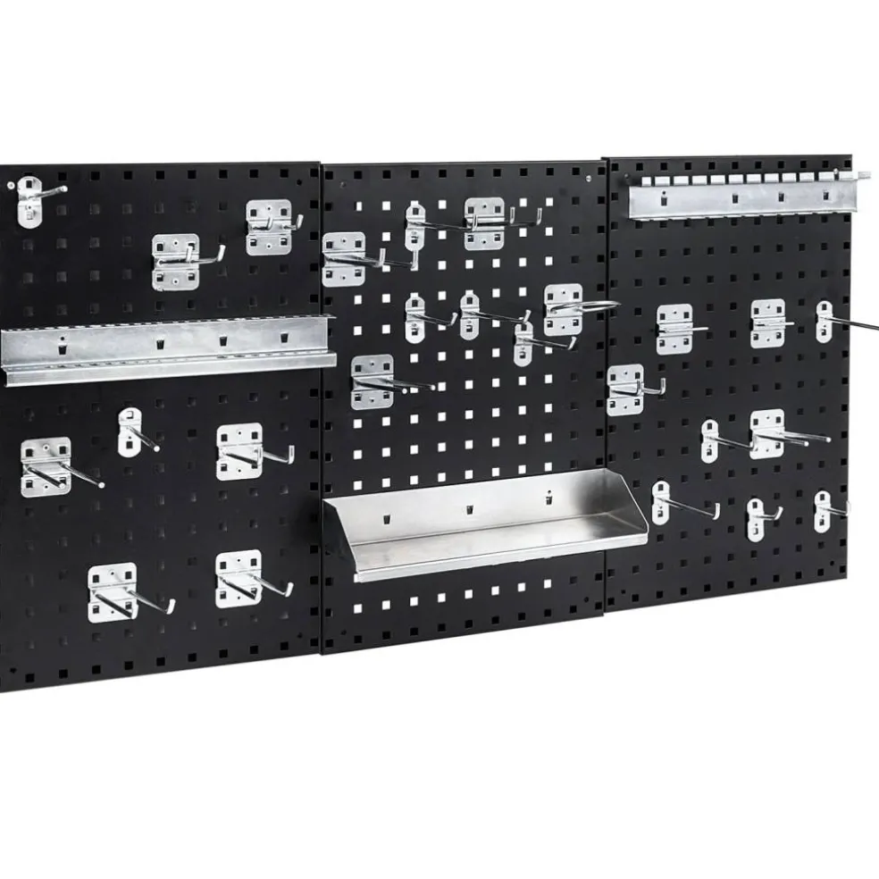 28 Pieces Wall-Mounted Pegboard Kit with 2 Storage Shelf Ideal for Garage Workshop