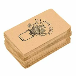 100 Pieces Wedding Favor Seed Packets, Let Love Grow Self Adhesive Seed Packets Mason Jar Flowers Retro Kraft Envelopes Seeds Storage Paper Packets for Rustic Wedding Baby Shower Favors