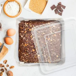 4 Pieces 8 x 8-Inch Baking Pan with lid, Square Cake Brownie Baking Pans Stainless Steel Bakeware Set of 2, Non-toxic & Healthy, Easy Clean & Dishwasher Safe - (2 Pans + 2 Lids)