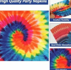 200-Piece Tie-Dye Party Tableware Set for 50 Guests – Includes Colorful Plates, Napkins, and Disposable Dinnerware. Perfect for Tie-Dye Themed Parties, Birthdays, Baby Showers, Graduations, and Fun Celebrations.