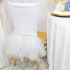 1 Piece White Ballerina Spandex Chiavari Chair Cover Elegant Stretch Fit with Flowing Skirt