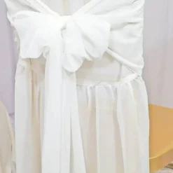 1 Piece White Chiffon Chair Back Cover with Sash Elegant Slipcover for Chiavari Chairs